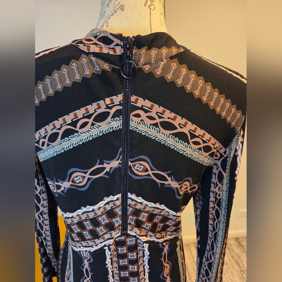 Free People Elegant Black Patterned Dress, Size M. - Picture 3 of 12
